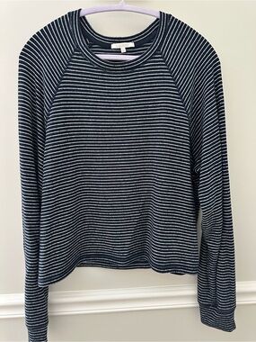 Z Supply Navy & White Striped Long-Sleeve Top Large